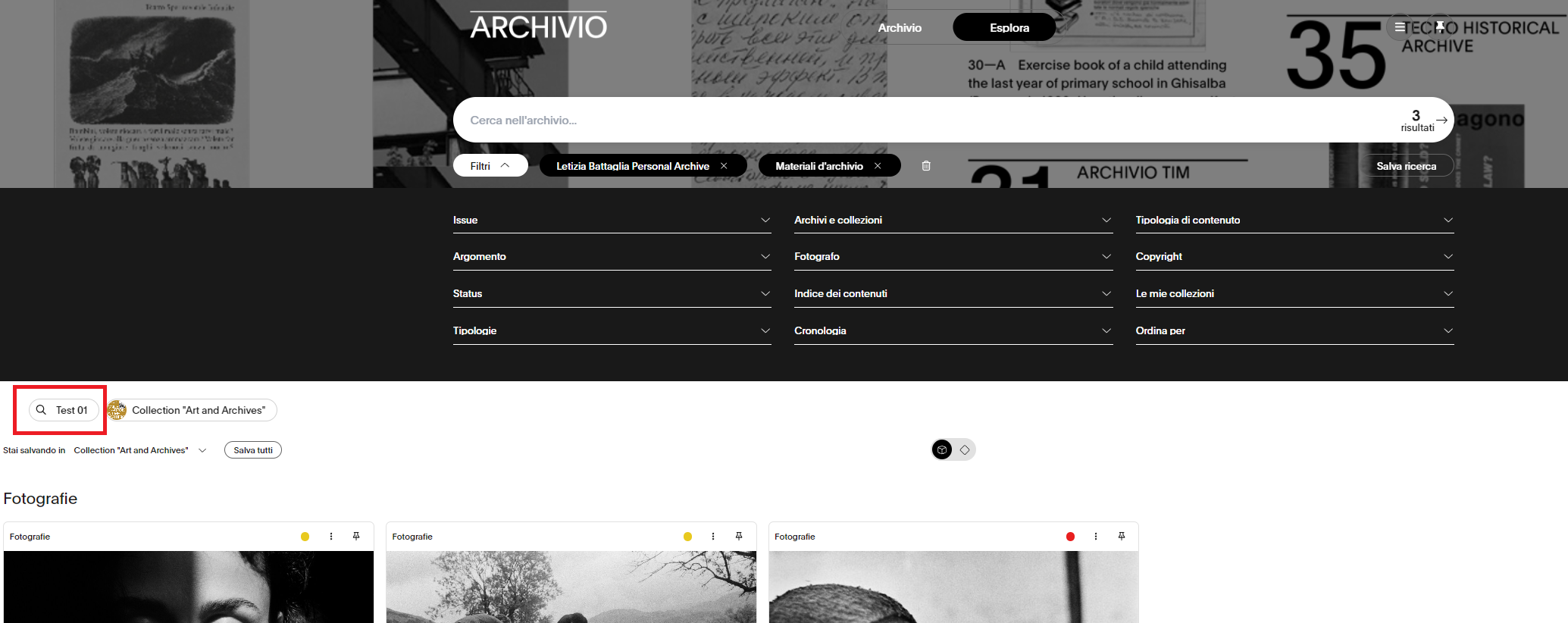 immagine salva ricerca privata sezione esplora